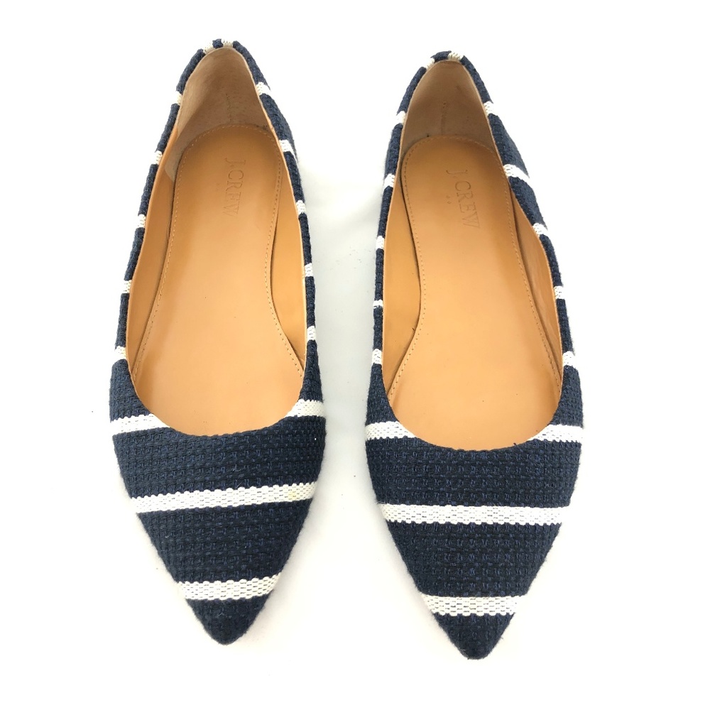 J. Crew Navy Blue and Ivory Strips Flats